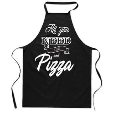 Crna kuhinjska pregača s printom All you NEED IS LOVE PIZZA muška ženska