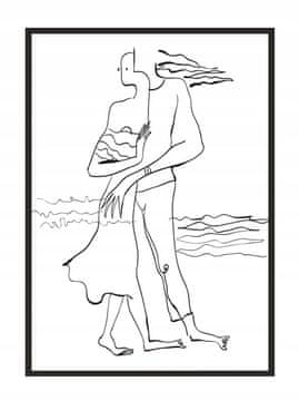 POSTER U OKVIRU 33x43 cm Line art Oni P1865