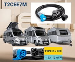Platinet Prijenosni adapter za električna vozila PPC7M11, za kamper/kombi, 3,6 kW, 16 A, 7 m