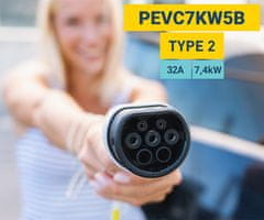 Platinet PEVC7KW5B prijenosni kabel za punjenje električnih vozila, 7,4 kW, 32 A, 5 m, crno-bijeli