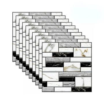 Netscroll Samoljepljive 3D naljepnice za zid u imitaciji mramora, ljepljive, vodootporne, vodootporne naljepnice za kuhinju, 10 komada, StickMarble