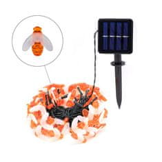Netscroll Solarna LED svjetlosna dekoracija u obliku pčela, 30 toplo bijelih lampica, vodootporne vrtne lampice 6,5 m, IP65, za terasu, balkon i blagdane, BeeLights