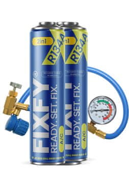 Komplet za punjenje klima uređaja FIXFY 2u1 500ml - 2x velika limenka + crijevo R134a