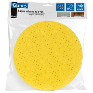 Brusni papir s rupama, disk 225 mm, P80 papir za žirafu, 1 komad, geko