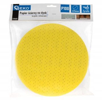 Brusni papir s rupama, disk 225 mm, P100, papir za žirafu, 1 kom., geko