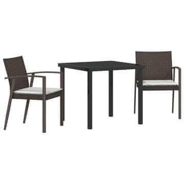 Vidaxl Vrtni set za objed 3 pcs Smeđa i crna PE ratan