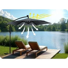 Plonos Sklopivi vrtni suncobran, 6 dijelova, 350 cm, s navlakom i svjetlima, PL-882