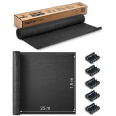 Plonos Mreža za sjenu 1,5x25m 110g/m2 + 50 stezaljki siva