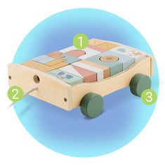 Nukido Drvena igračka na povlačenje s kockicama NK-853