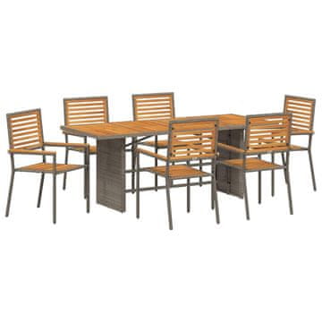 Vidaxl Vrtni set za objed 7 pcs Siva i smeđa poliratan
