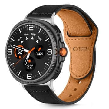 Tech-protect Leather Fit remen za Samsung Galaxy Watch 8 / Classic (40 / 44 / 46mm), black