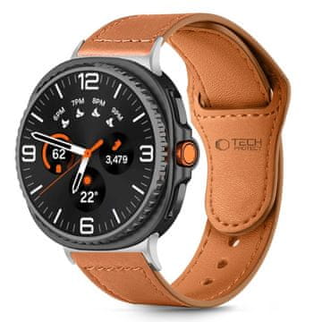 Tech-protect Leather Fit remen za Samsung Galaxy Watch 8 / Classic (40 / 44 / 46mm), brown