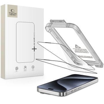 Tech-protect Quick Set 2x zaštitno staklo za iPhone 15 Pro, crno