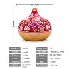 BOT Smart aroma difuzor B11 - 400 ml svijetlo drvo i LED srce