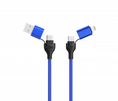BOT Podatkovni kabel 4u1, USB-A + USB-C/USB-C + Lightning, 1,2 m plava