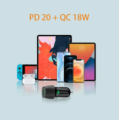 BOT Adapter za auto punjač QC18W + PD20W
