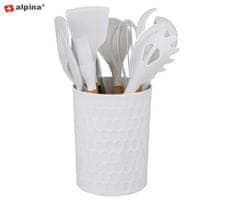 Alpina set kuhinjskog pribora, silikon, bambus, 12 dijelova, bijeli + stalak