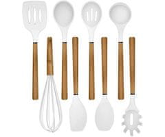 Alpina set kuhinjskog pribora, silikon, bambus, 12 dijelova, bijeli + stalak