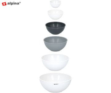 Alpina Set zdjela za miješanje, 6 dijelova, bijela/siva/crna