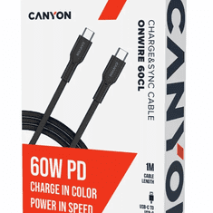 Canyon OnWire 60CL kabel, USB-C na USB-C, 60 W, crni (CND-CCAP60AB10B)