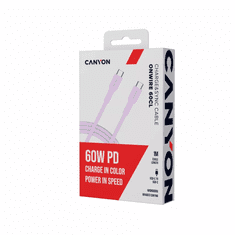 Canyon OnWire 60CL kabel, USB-C na USB-C, 60 W, ružičasti (CND-CCAP60AB10PK)