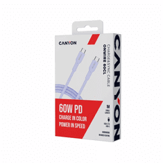 Canyon OnWire 60CL kabel, USB-C na USB-C, 60W, ljubičasti (CND-CCAP60AB10PU)