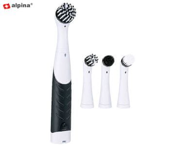 Alpina višenamjenska četka za čišćenje, bežična, IPX5, 4 nastavka, crno-bijela