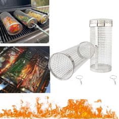 HOME & MARKER® Vrtljiva košara za roštilj od nehrđajućeg čelika, pečenje mesa i povrća bez lijepljenja | ROLOGRILL