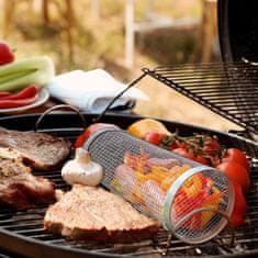 HOME & MARKER® Vrtljiva košara za roštilj od nehrđajućeg čelika, pečenje mesa i povrća bez lijepljenja | ROLOGRILL