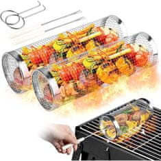 HOME & MARKER® Vrtljiva košara za roštilj od nehrđajućeg čelika, pečenje mesa i povrća bez lijepljenja | ROLOGRILL