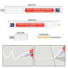 Netscroll Set 2x marker za fuge, korekcijsko pisalo za obnavljanje keramičkih fuga, vodootporna bijela boja, jednostavna primjena, CeramicTilePen
