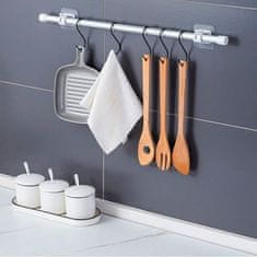Netscroll 4x samoljepljivi držač za palice, kljuka za organizaciju u kupaonici ili kuhinji, nosivost do 5 kg, prozorna, RodHooks