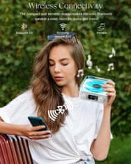 Netscroll Retro Bluetooth glazbeni player, zvučnik s digitalnim prikazom, svjetlom i timerom, AUX/TF podrška, dekoracija i poklon, RetroPlayer