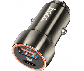 Hoco Auto punjač Z46A QC 20W 3A s 1x USB-A, 1x Type C za Samsung, Apple - siva