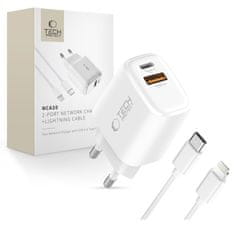 Tech-protect NCA20 mrežni punjač 20W PD QC + kabel Lightning, bijeli