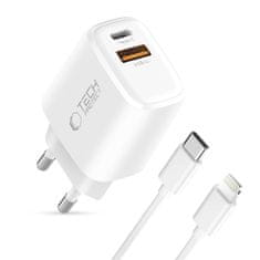 Tech-protect NCA20 mrežni punjač 20W PD QC + kabel Lightning, bijeli