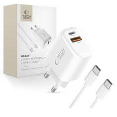 Tech-protect NCA20 mrežni punjač 20W PD QC + kabel USB-C, bijeli