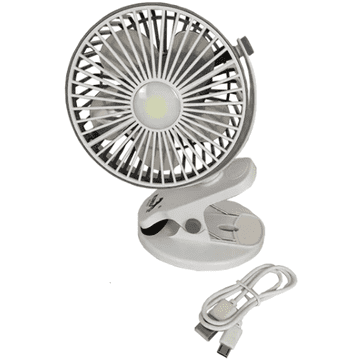 Luniks USB prijenosni stolni ventilator s osvjetljenjem – Ventilator sa štipaljkom – Crni