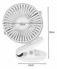Luniks USB prijenosni stolni ventilator s osvjetljenjem – Ventilator sa štipaljkom – Crni