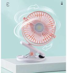 Luniks USB prijenosni stolni ventilator s osvjetljenjem – Ventilator sa štipaljkom – Sivi