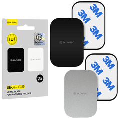 BLAVEC Metal Plate metalna ploča za magnetni držač mobitela 2kom, crno/srebro