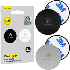 BLAVEC Metal Plate metalna ploča za magnetni držač mobitela 40mm 2kom, crno/srebro