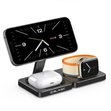 BLAVEC Charging Station MagSafe bežični punjač za telefon / AirPods / Apple Watch 15W, crno