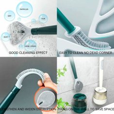 Netscroll WC četka sa silikonskom glavom, moderna WC četka, integrirani dozator za sredstvo za čišćenje, ergonomska drška, brzo sušenje, BestBrush