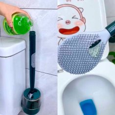 Netscroll WC četka sa silikonskom glavom, moderna WC četka, integrirani dozator za sredstvo za čišćenje, ergonomska drška, brzo sušenje, BestBrush