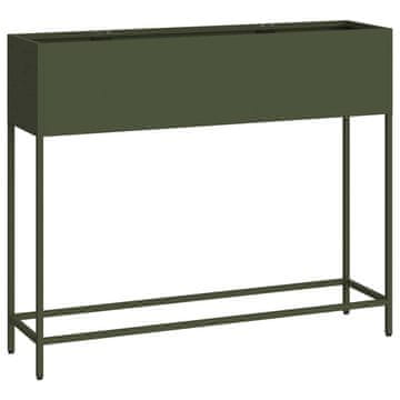 Vidaxl Povišeni Vrtni Planter Maslinovo zelena 100 x 26 x 82 cm Čelik