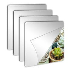 Netscroll Zrcalne zidne naljepnice, set od 4 kom, akrilno ogledalo, 2 mm debljine, zidno ogledalo samoljepljivo,za pločice, staklo, drvo i metal, ReflectMirror