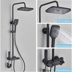 Netscroll Luksuzni tuš set s 3 glave, LED zaslonom za temperaturu, 4 načina izljeva vode, više načina raspršivanja, elegantan dizajn, LuxShowerSet