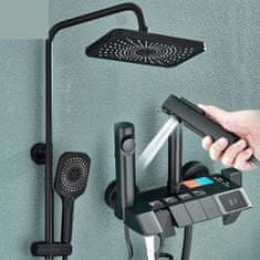 Netscroll Luksuzni tuš set s 3 glave, LED zaslonom za temperaturu, 4 načina izljeva vode, više načina raspršivanja, elegantan dizajn, LuxShowerSet
