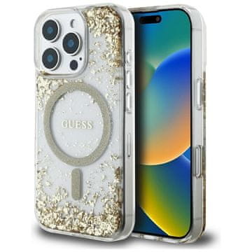 Guess GUESS maskica za IPHONE 16 Pro kompatibilan iz MagSafe GUHMP16LRGRGED (Resin Bottom Glitter) zlatni
